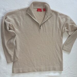 Izod 100% Cashmere Men's Quarter Zip Light Tan/Cream Sweater size M